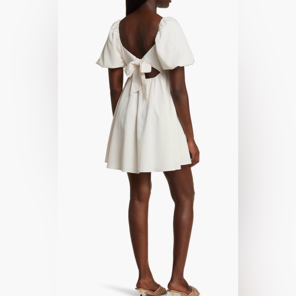 All in Favor Puff Sleeve Babydoll Minidress in Cream NWT - Picture 2 of 11